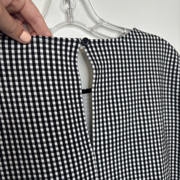 Kate Spade Jazzy Gingham Scalloped Ponte Top Black White Women’s Large L - Picture 8 of 8